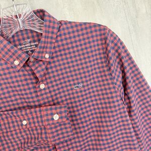 Vineyard Vines Whale Shirt Boys Small 8-10 Plaid Button Down Long Sleeve